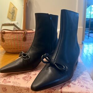 Ivy City Co Black Ankle Boots with Bow